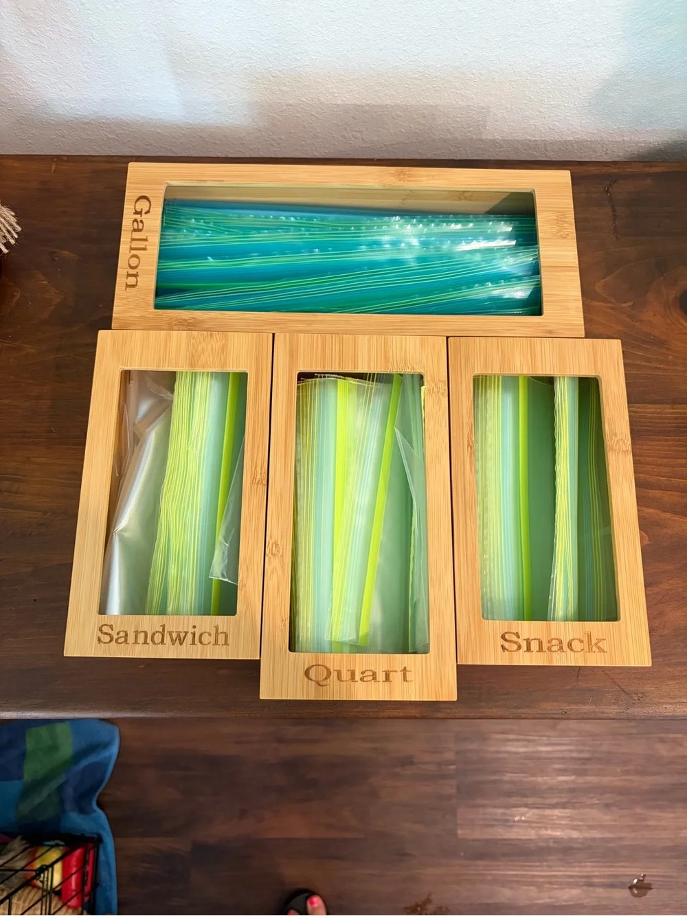 Brand New Bamboo Ziplock Bag Organizer - Natural